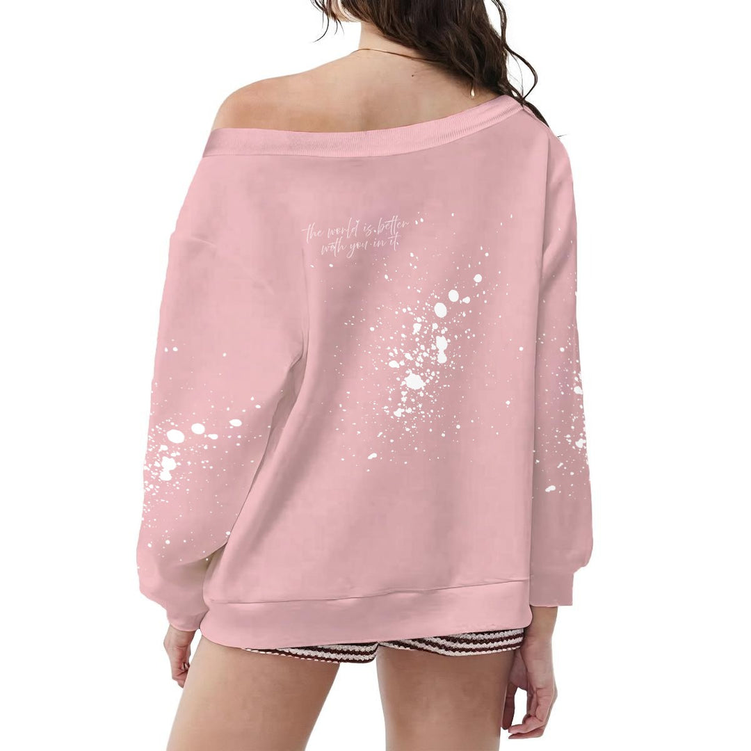 Off-Shoulder Sweatshirt w/Micro-Fleece Lining | (XS-6XL)Off-Shoulder Sweatshirt w/Micro-Fleece Lining | (XS-6XL)