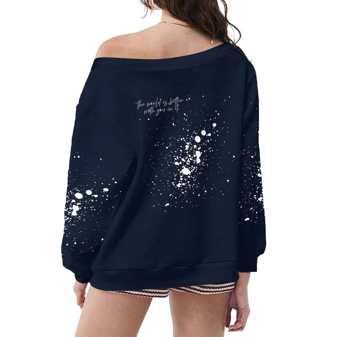 Off-Shoulder Sweatshirt w/Micro-Fleece Lining | (XS-6XL)Off-Shoulder Sweatshirt w/Micro-Fleece Lining | (XS-6XL)