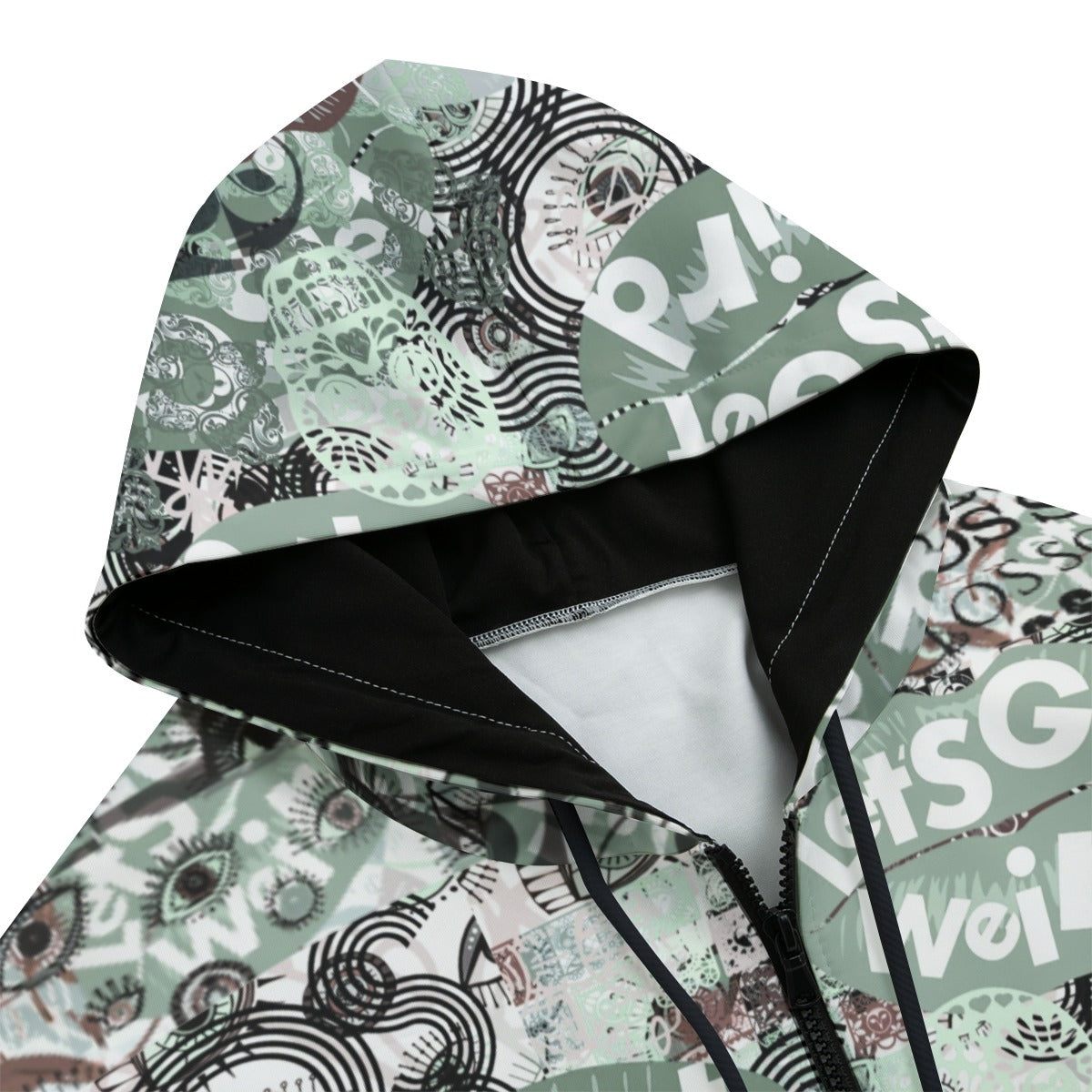 All-Over Print Zip Up Hoodie With Pocket | Interlock – Hank