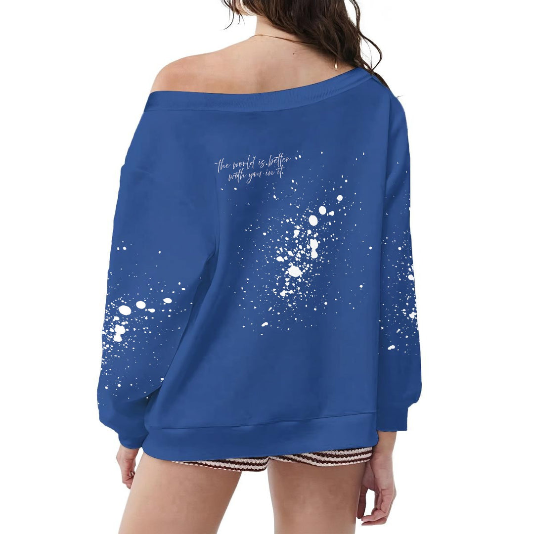 Off-Shoulder Sweatshirt w/Micro-Fleece Lining | (XS-6XL)Off-Shoulder Sweatshirt w/Micro-Fleece Lining | (XS-6XL)