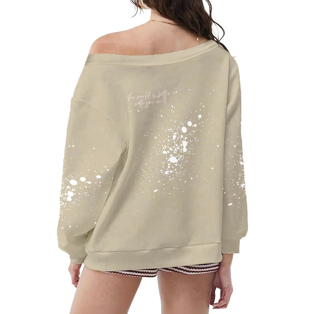 Off-Shoulder Sweatshirt w/Micro-Fleece Lining | (XS-6XL)