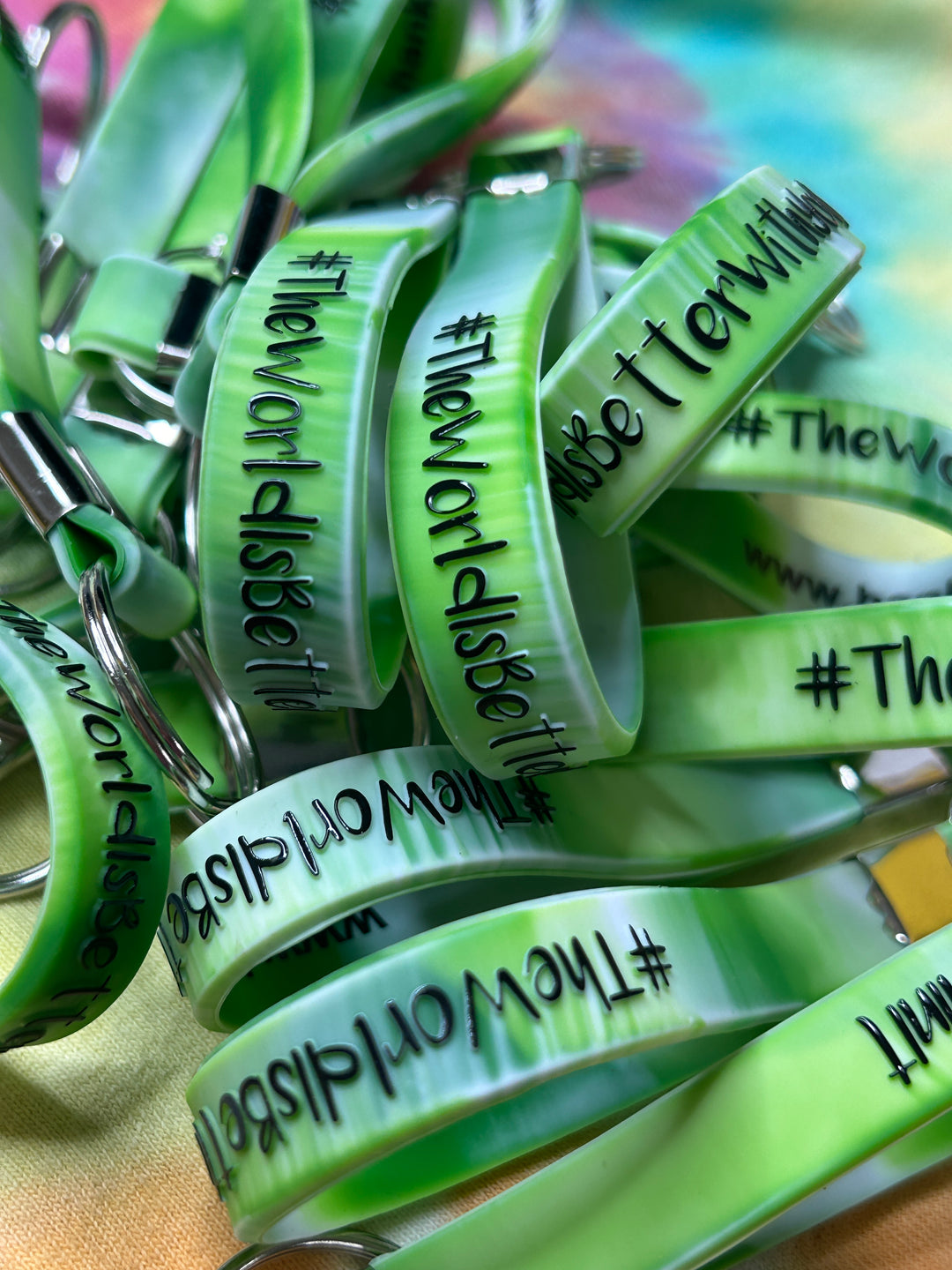 Green/White Keychain | #TheWorldIsBetterWithYouInIt