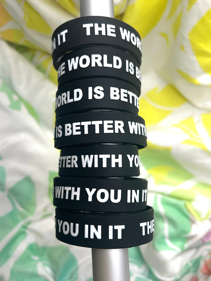 Happy Black 3/4" Wristband | THE WORLD IS BETTER WITH YOU IN IT