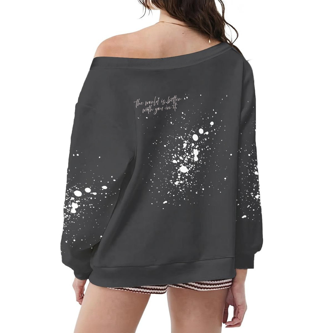 Off-Shoulder Sweatshirt w/Micro-Fleece Lining | (XS-6XL)