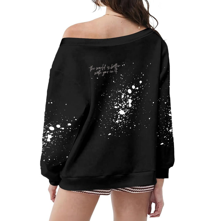 Off-Shoulder Sweatshirt w/Micro-Fleece Lining | (XS-6XL)Off-Shoulder Sweatshirt w/Micro-Fleece Lining | (XS-6XL)
