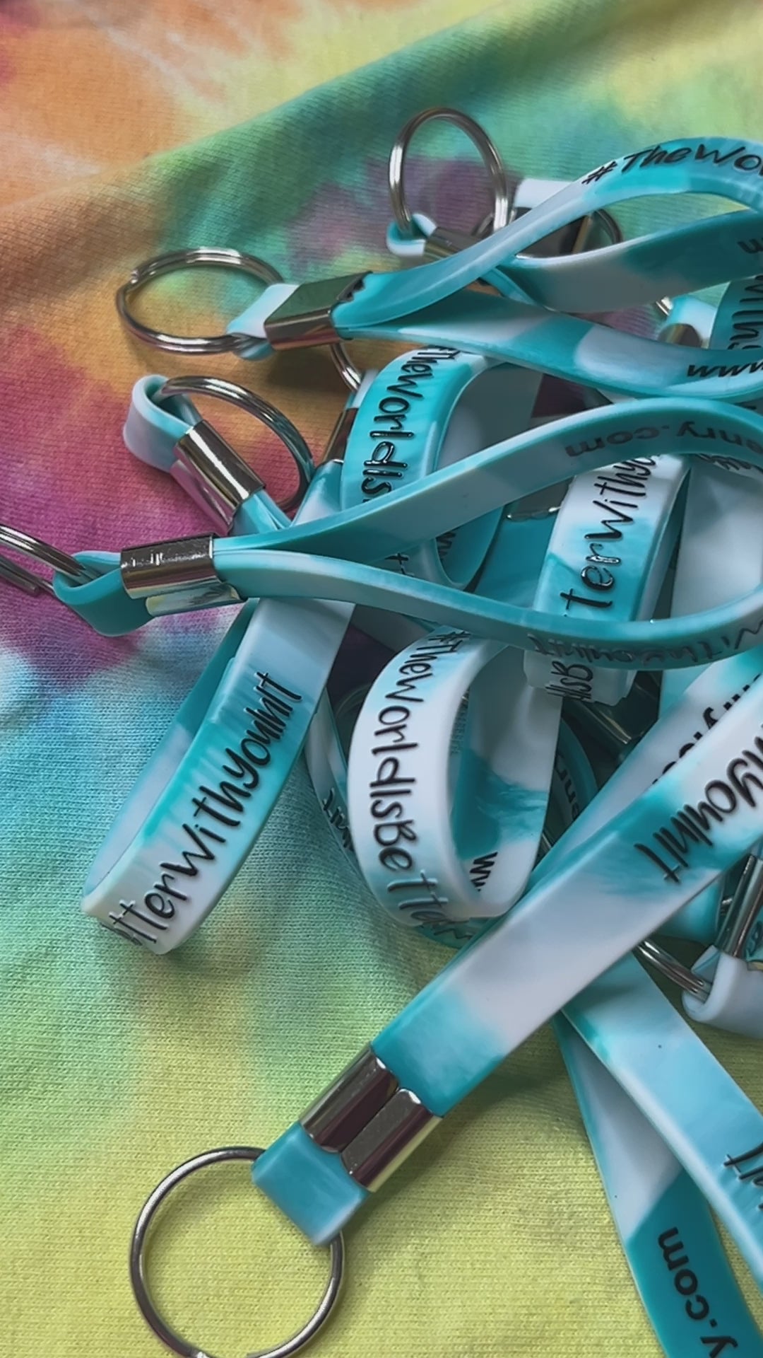 Teal/White Keychain | #TheWorldIsBetterWithYouInIt