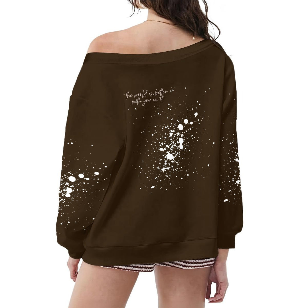 Off-Shoulder Sweatshirt w/Micro-Fleece Lining | (XS-6XL)
