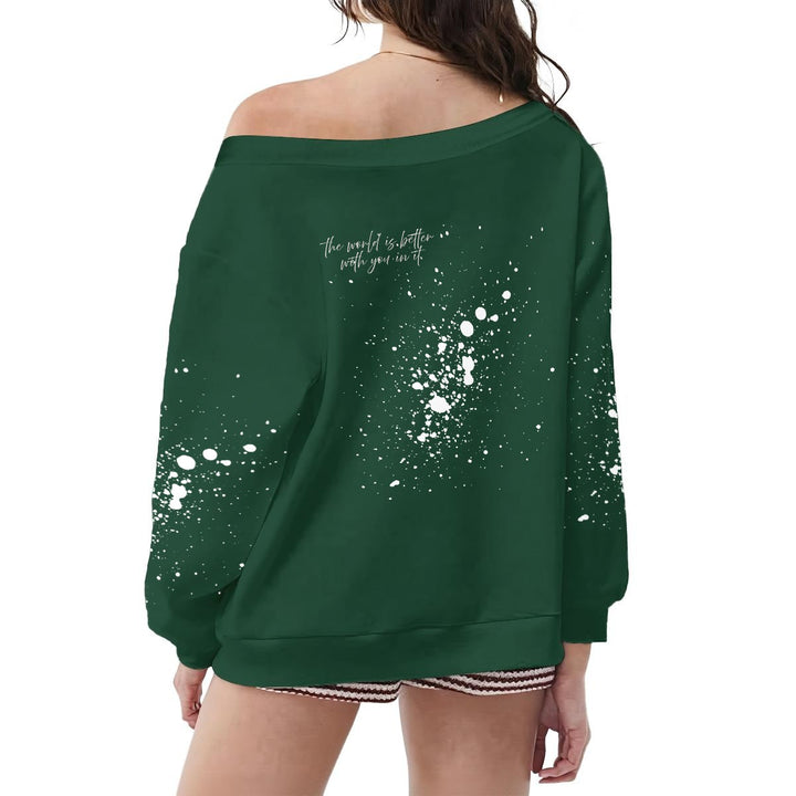 Off-Shoulder Sweatshirt w/Micro-Fleece Lining | (XS-6XL)
