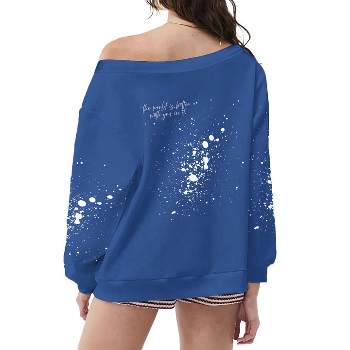 Off-Shoulder Sweatshirt w/Micro-Fleece Lining | (XS-6XL)