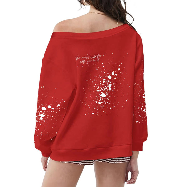 Off-Shoulder Sweatshirt w/Micro-Fleece Lining | (XS-6XL)